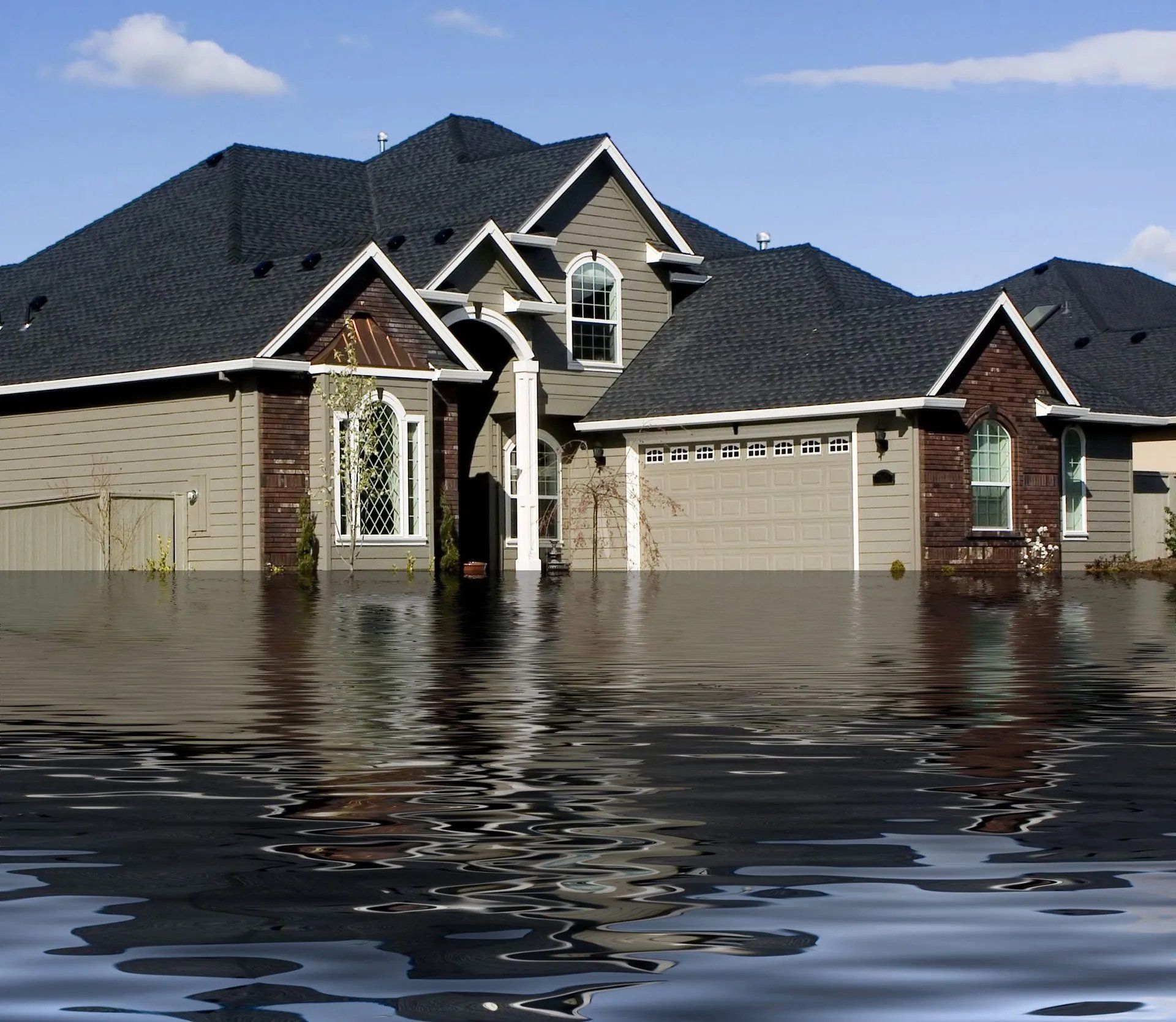 A house that has been impacted by severe flooding